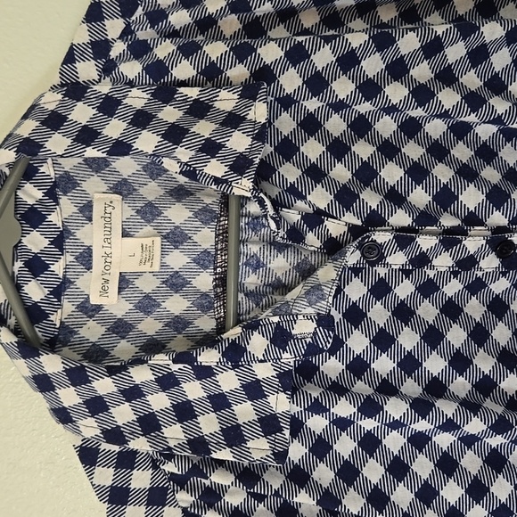 New York Laundry Blue Gingham Top Size Large - Picture 5 of 8